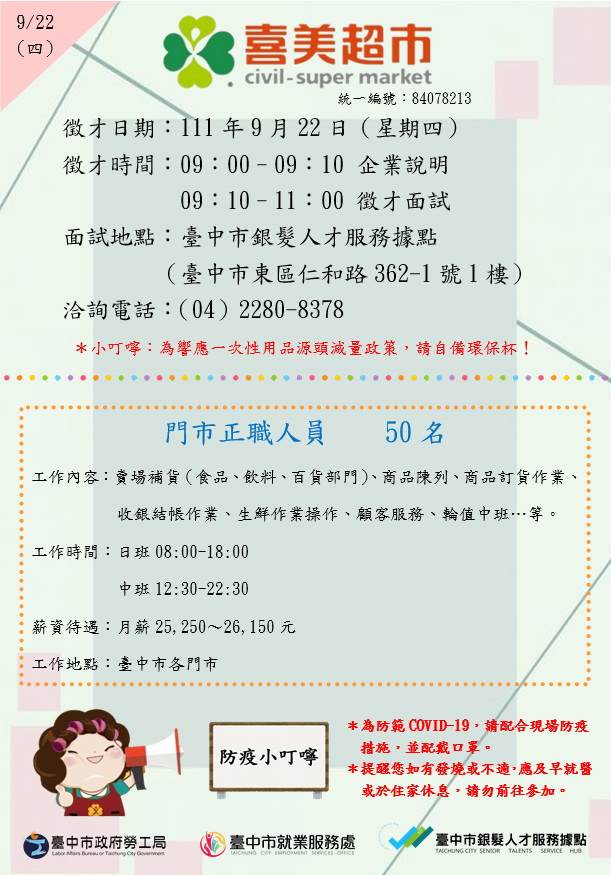 [單一徵才]金喜美股份有限公司（喜美超市）